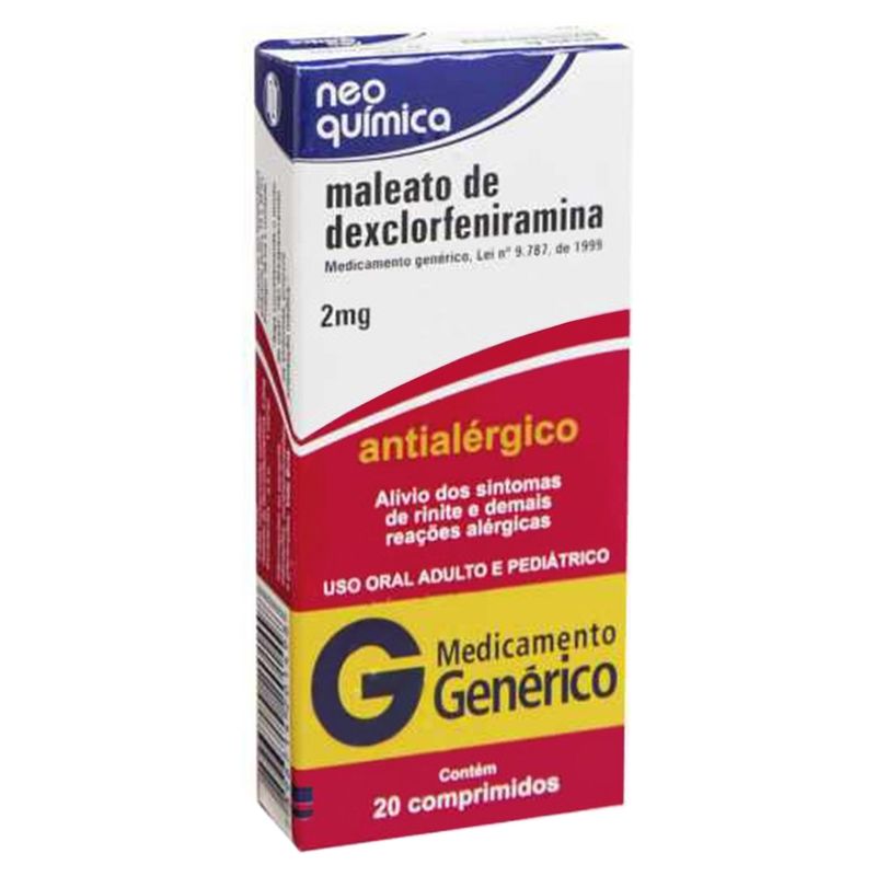 Antialergico-Maleato-de-Dexclorfeniramina-Neo-Quimica-2mg--Com-2o-Comprimidos