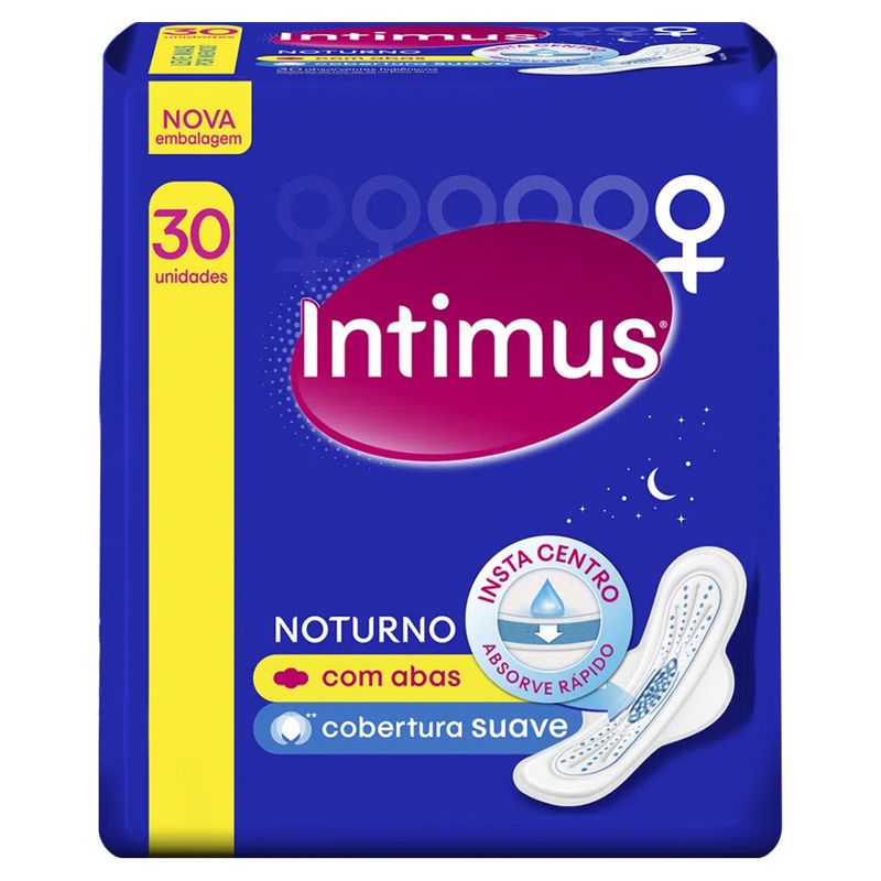 Absorvente-Externo-Intimus-Noturno-Cobertura-Suave-com-Abas-Com-30-Unidades
