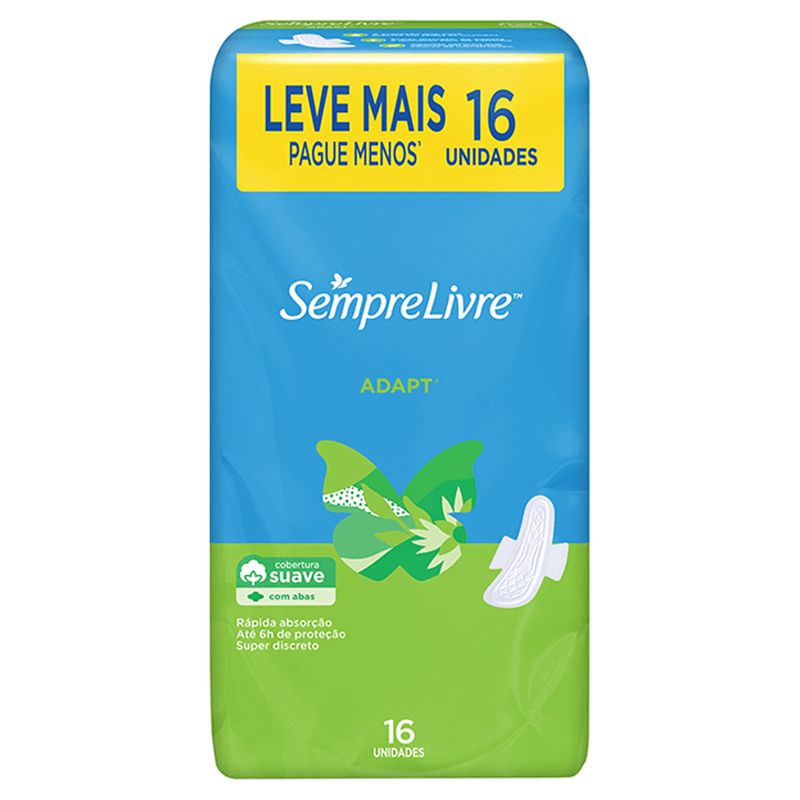 Absorvente-Externo-Sempre-Livre-Adapt-Cobertura-Suave-com-Abas-Com-16-Unidades