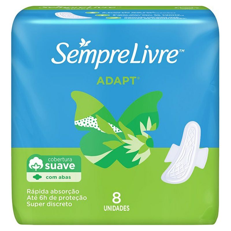 Absorvente-Externo-Sempre-Livre-Adapt-Cobertura-Suave-com-Abas-Com-8-Unidades