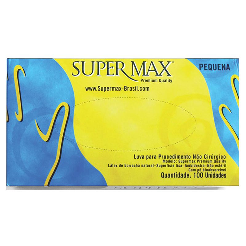 Luva-Descartavel-SuperMax-com-Po-Tamanho-P-Com-100-Unidades