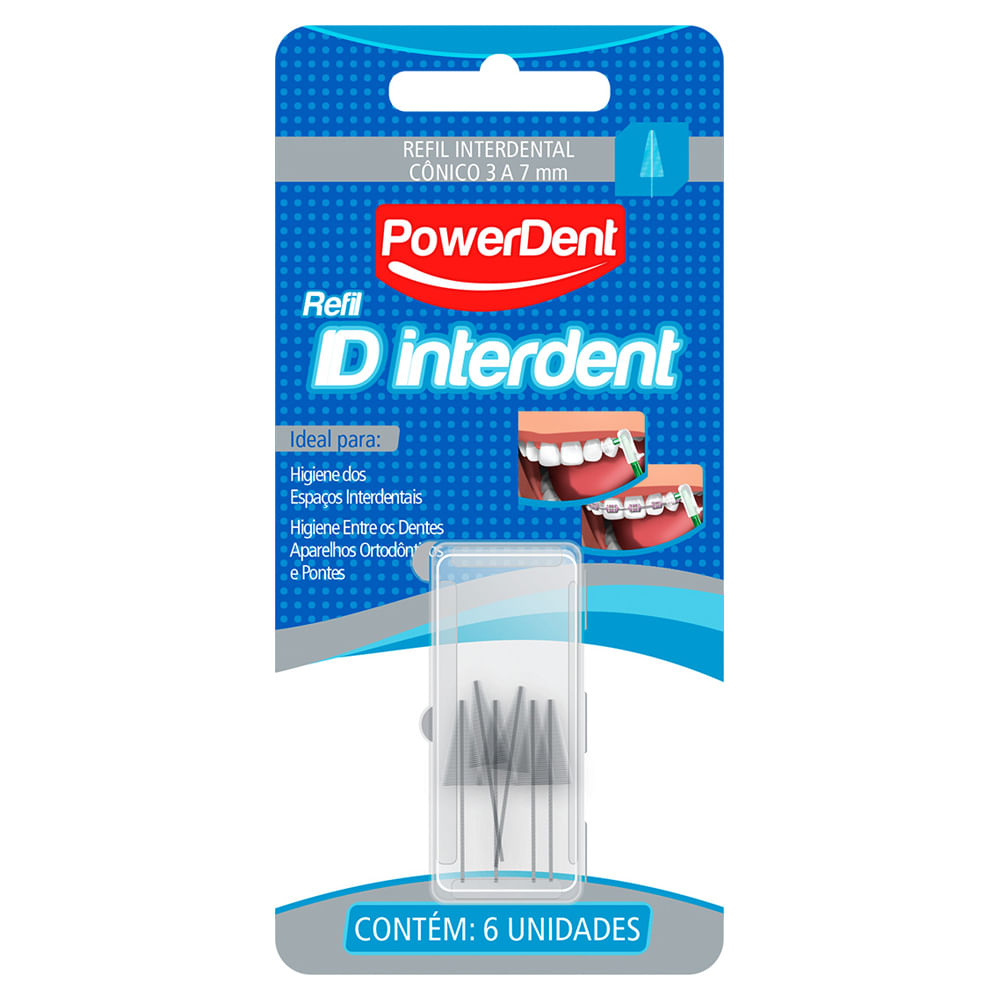 Condutor Dental Powerdent ID Interdent Cônico Refil Com 6 Unidades