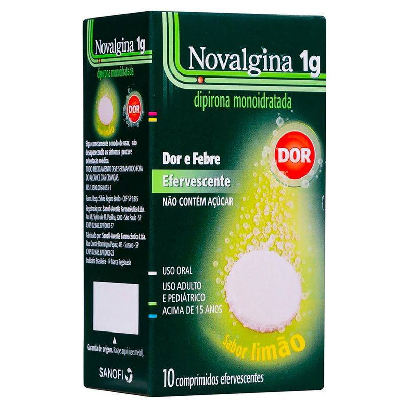 Novalgina Sanofi 1g | Com 10 Comprimidos Efervescente - Coop Drogaria