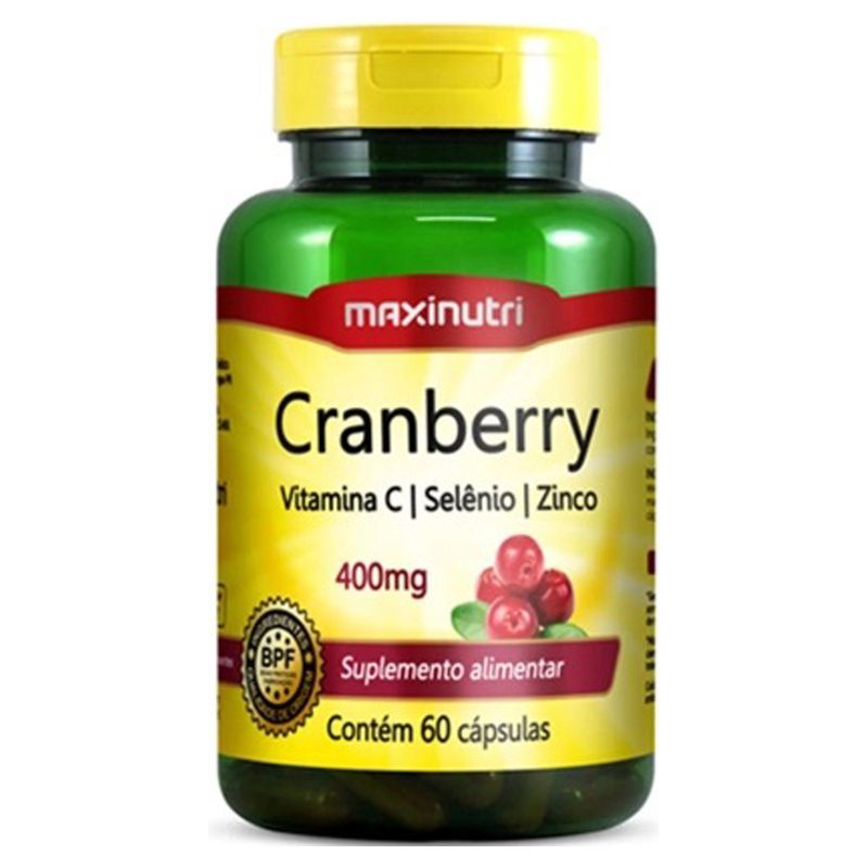 Cranberry Antioxidante, Vitamina C E Zinco Maxinutri | Com 60 Cápsulas ...