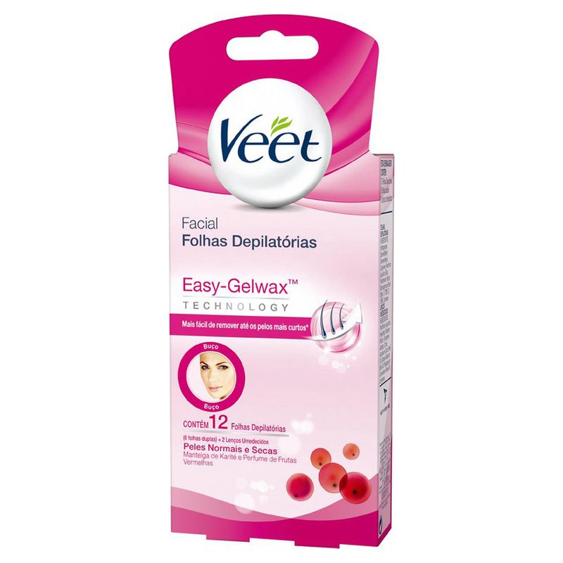 Folhas-Depilatorias-Facial-Veet-Pele-Normal-e-Seca-Com-12-Unidades