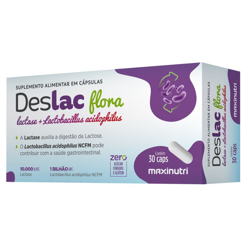 Deslac-Flora-Lactase--Lactobacillus-Acidophilus-Maxinutri-Com-30-Comprimidos