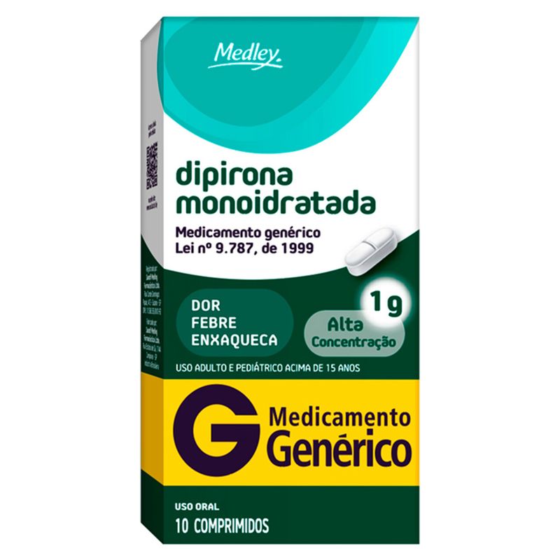 Dipirona-Monoidratada-Medley-1g-Com-10-Comprimidos