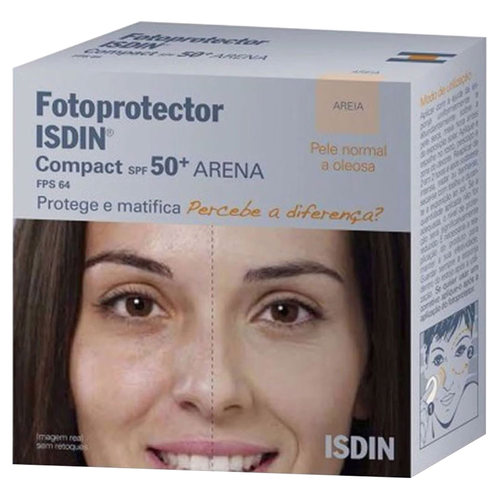 Protetor Solar Facial Isdin Fotoprotetor Compact Cor Areia FPS50 10g ...