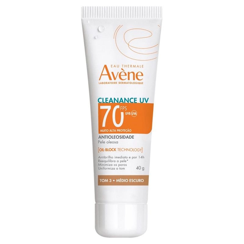 Protetor-Solar-Facial-Avene-Cleanance-UV-FPS70-com-Cor-3-Medio-Escuro-40g