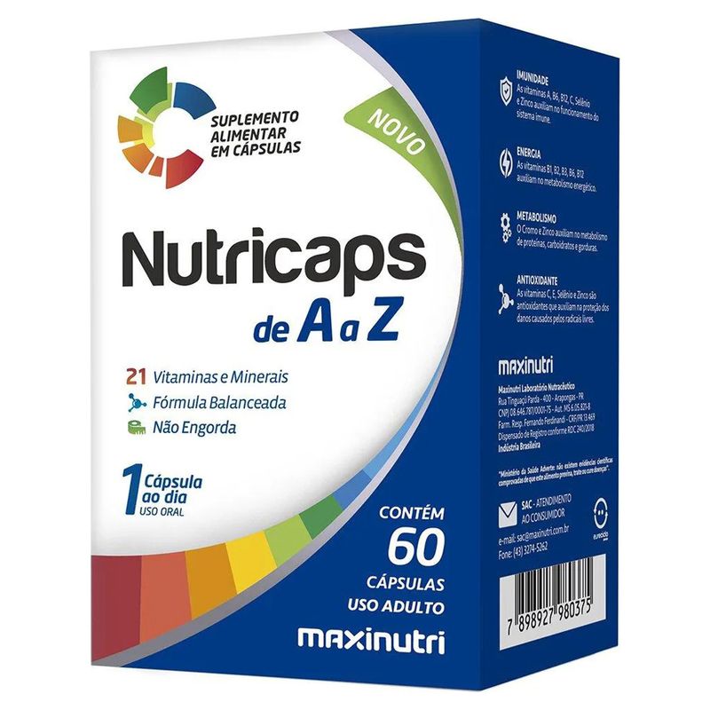 Nutricaps-Maxinutri-A-Z-250mg-Com-60-Comprimidos