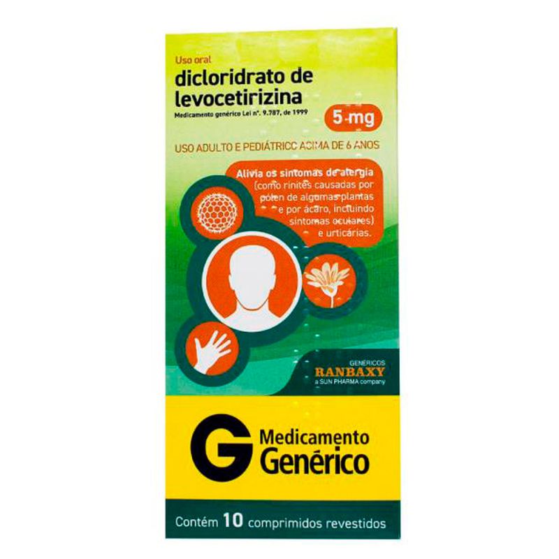 Dicloridrato-de-Levocetirizina-Glenmark-5mg-Com-10-Comprimidos