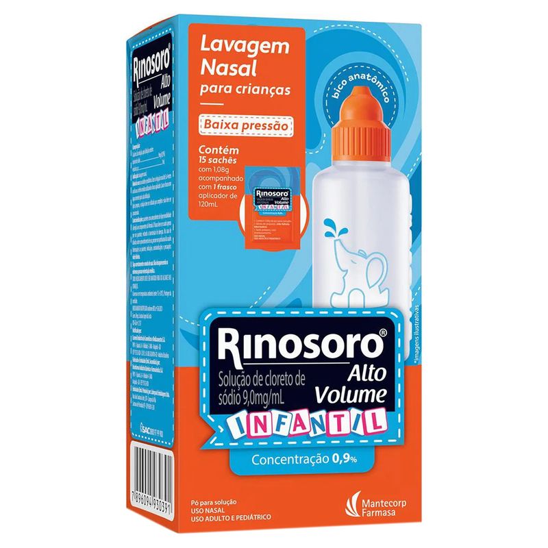 Rinosoro-Alto-Volume-Infantil-Mantecorp-0-9-Po-para-Solucao-Com-15-Saches-e-Frasco-120ml