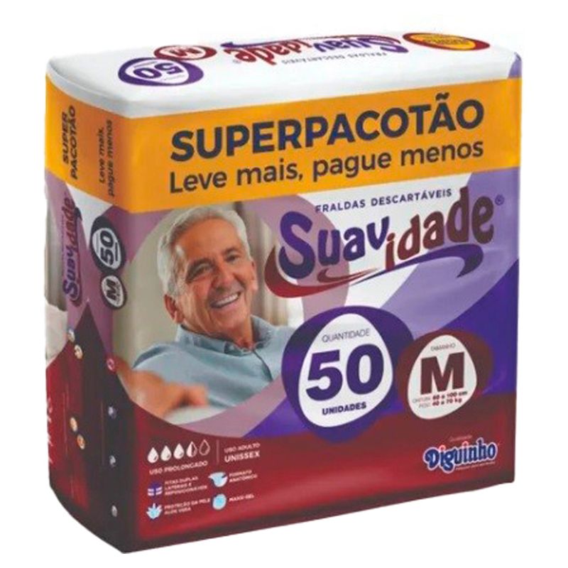 Fralda-Geriatrica-Suavidade-Tamanho-M-Com-50-Unidades