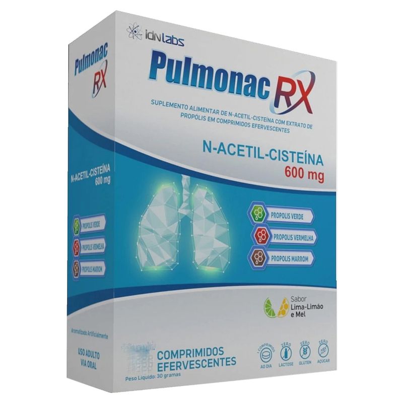 Pulmonac-RX-N-Acetil-Cisteina-IDN-Labs-600mg-Com-15-Comprimidos-Efervescentes