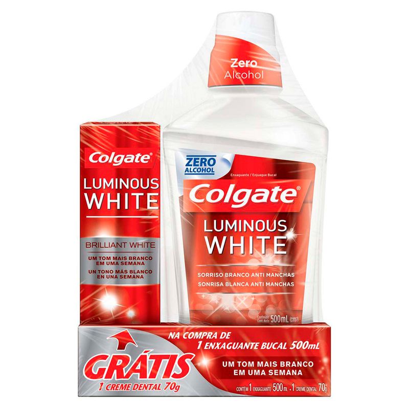 Kit-Colgate-Luminous-White-Enxaguante-Bucal-500ml-Gratis-Creme-Dental-70g