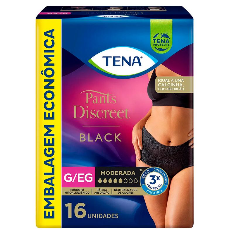 Roupa-intima-Tena-Pants-Discreet-Black-Tamanho-GEG-Com-16-Unidades