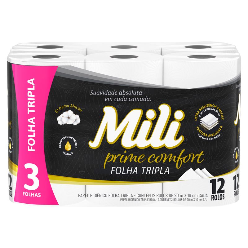 Papel-Higienico-Mili-Prime-Folha-Tripla-Neutro-20M-Com-12-Rolos