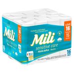 Papel-Higienico-Mili-Sensitive-Care-Folha-Dupla-Neutro-30M-Leve-16-Pague-15-Rolos