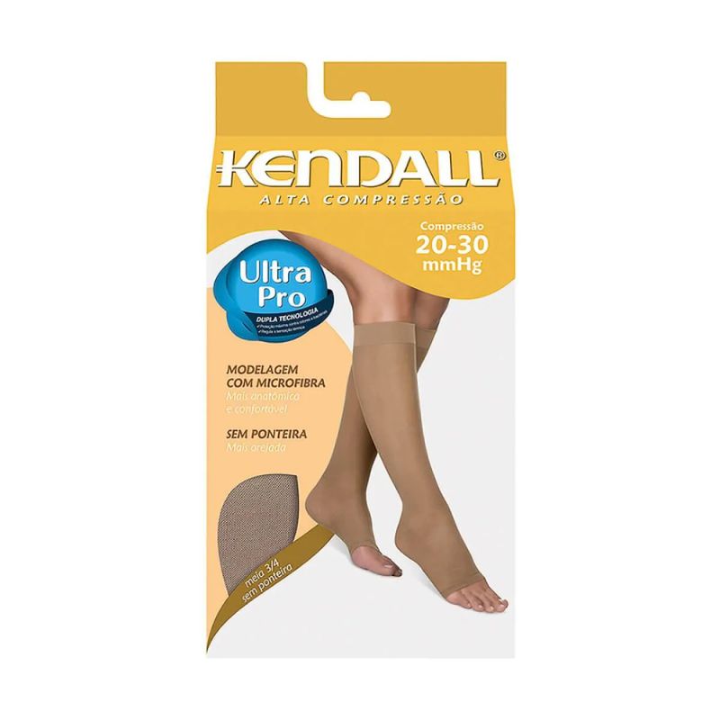 Meia-Kendall-3-4-sem-Ponteira-Alta-Compressao-Mel-Tamanho-M