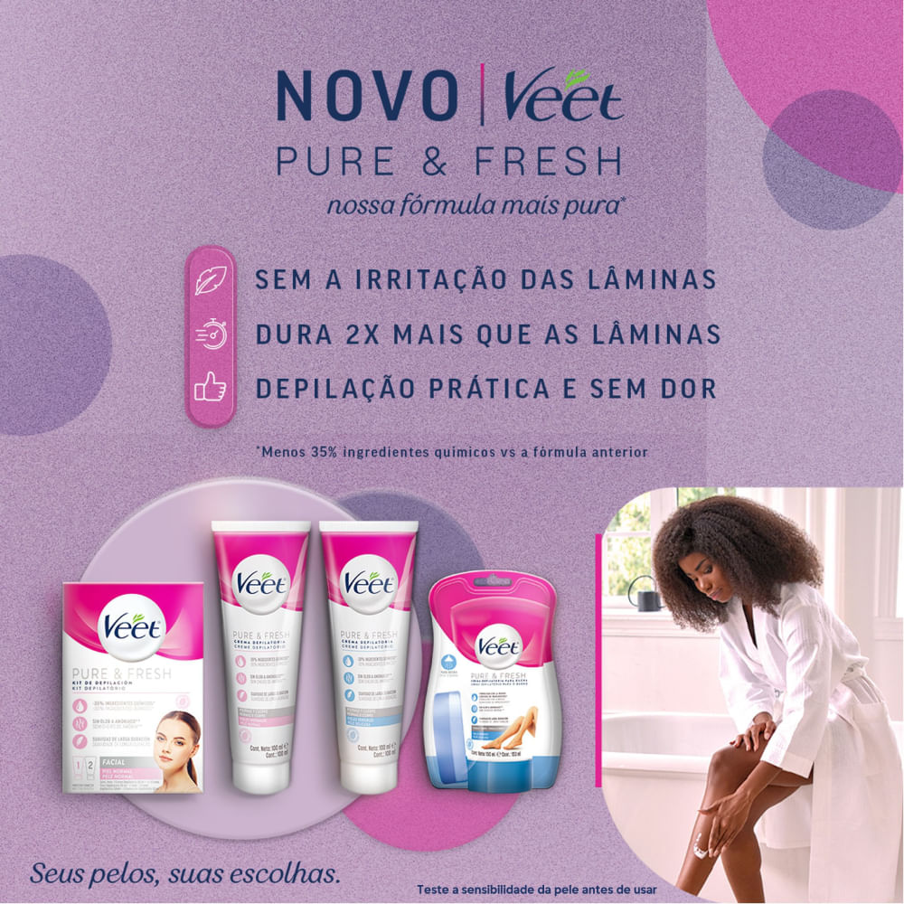 Creme Depilatório Corporal Veet Pure & Fresh Pele Normal 100ml