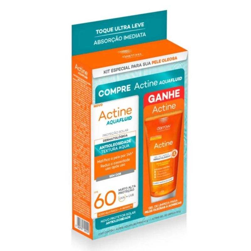 Kit-Darrow-Protetor-Solar-Actine-Aquafluid-FPS60-40g--Gel-de-Limpeza-Actine-40g