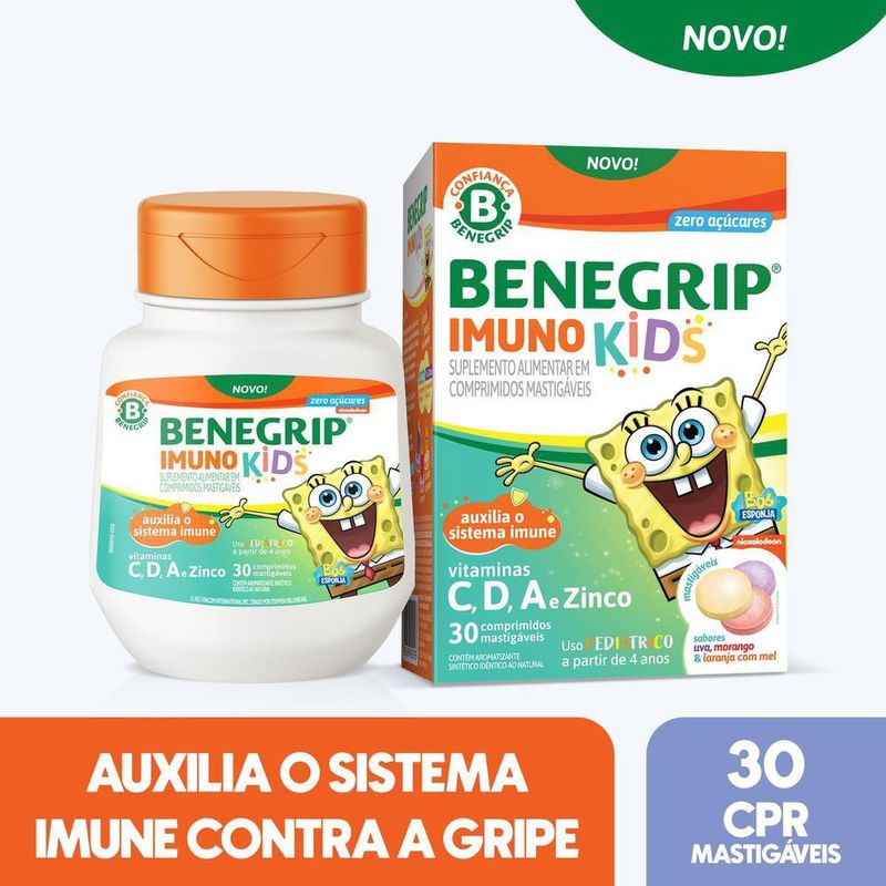 Suplemento-Alimentar-Benegrip-Imuno-Kids-30-Comprimidos-Mastigaveis