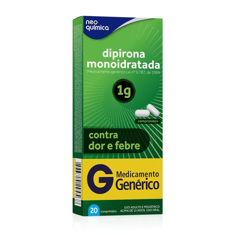 Dipirona-Monoidratada-1g-Neo-Quimica-20-Comprimidos