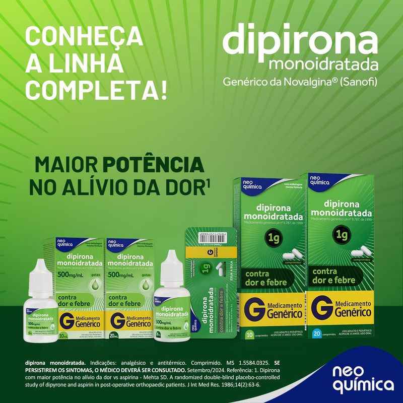 Dipirona-Monoidratada-1g-Neo-Quimica-20-Comprimidos
