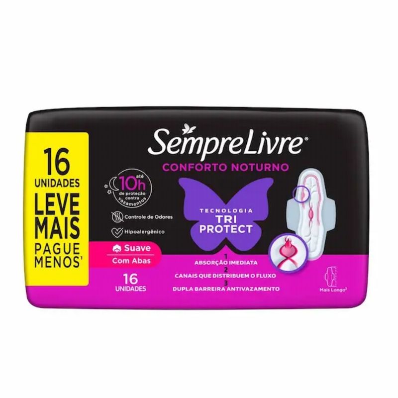 Absorvente-Externo-Sempre-Livre-Adapt-Plus-Noite-e-Dia-Cobertura-Suave-com-Abas-Com-16-Unidades