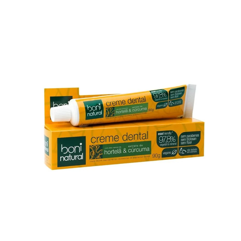 Creme Dental Hortelã & Cúrcuma Boni Natural 90g - Coop Drogaria
